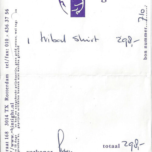 1998.1029 Latex Tribal Shirt Invoice